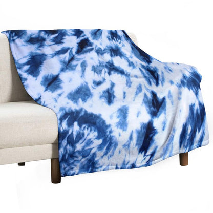 Shibori Indigo, Marbled, Tiedye Throw Blanket