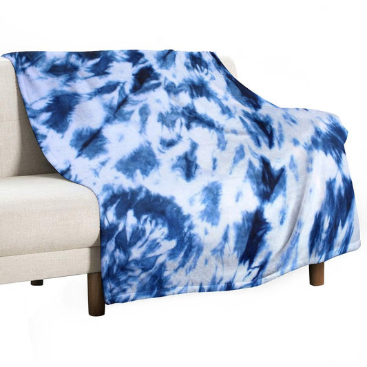 Shibori Indigo, Marbled, Tiedye Throw Blanket