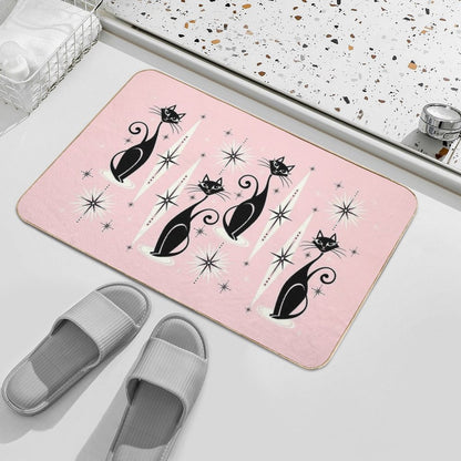 Mid Century Meow Retro Atomic Cats LG ©studioxtine Bath Mat