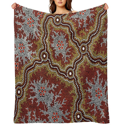 Authentic Aboriginal Art -  Mountains Throw Blanket