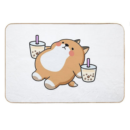 Lazy Shiba Loves Boba! Bath Mat