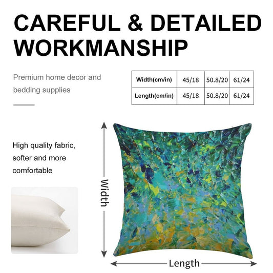 BEAUTY BENEATH THE SURFACE - Stunning Lake Ocean River Water Nature Green Blue Teal Yellow Aqua Abstract Linen Throw Pillow Cover