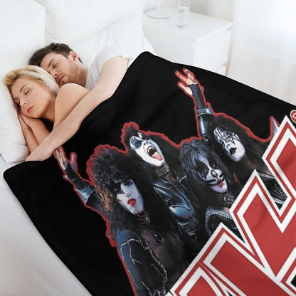 KISS Demon, Starchild, Spaceman And Catman Throw Blanket