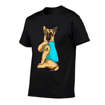 German Shepherd I Love Mom Tattoo Apparel Dog Mom Gift Women T-Shirt
