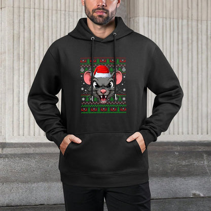 Rat Mouse Christmas Ugly Sweater Funny Rodent Head Xmas Sweatshirt Layering Staple Hoodie