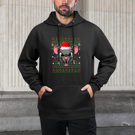 Rat Mouse Christmas Ugly Sweater Funny Rodent Head Xmas Sweatshirt Layering Staple Hoodie