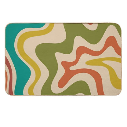Liquid Swirl Retro Abstract Pattern in Mid-Century Mod Colours  Toxin-Free Bath Mat