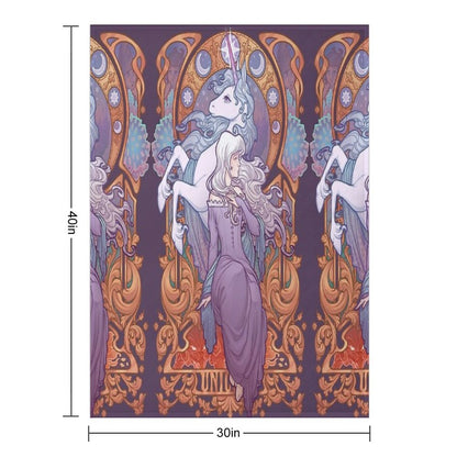 Lady Amalthea - The Last Unicorn Throw Blanket