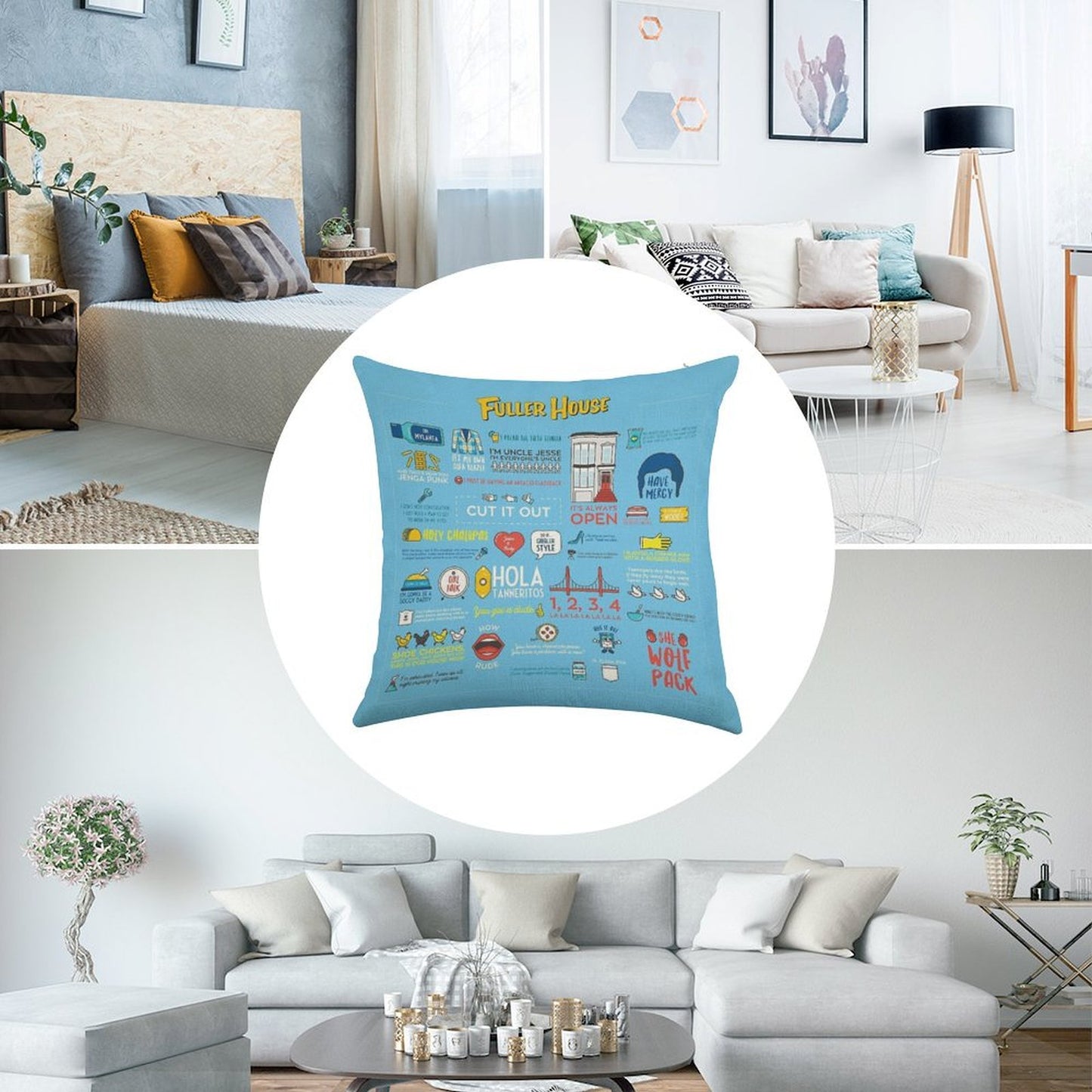 Fuller House Quotes Linen Throw Pillow Cover