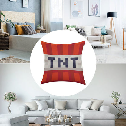 Minecraft TNT Block Linen Throw Pillow Cover