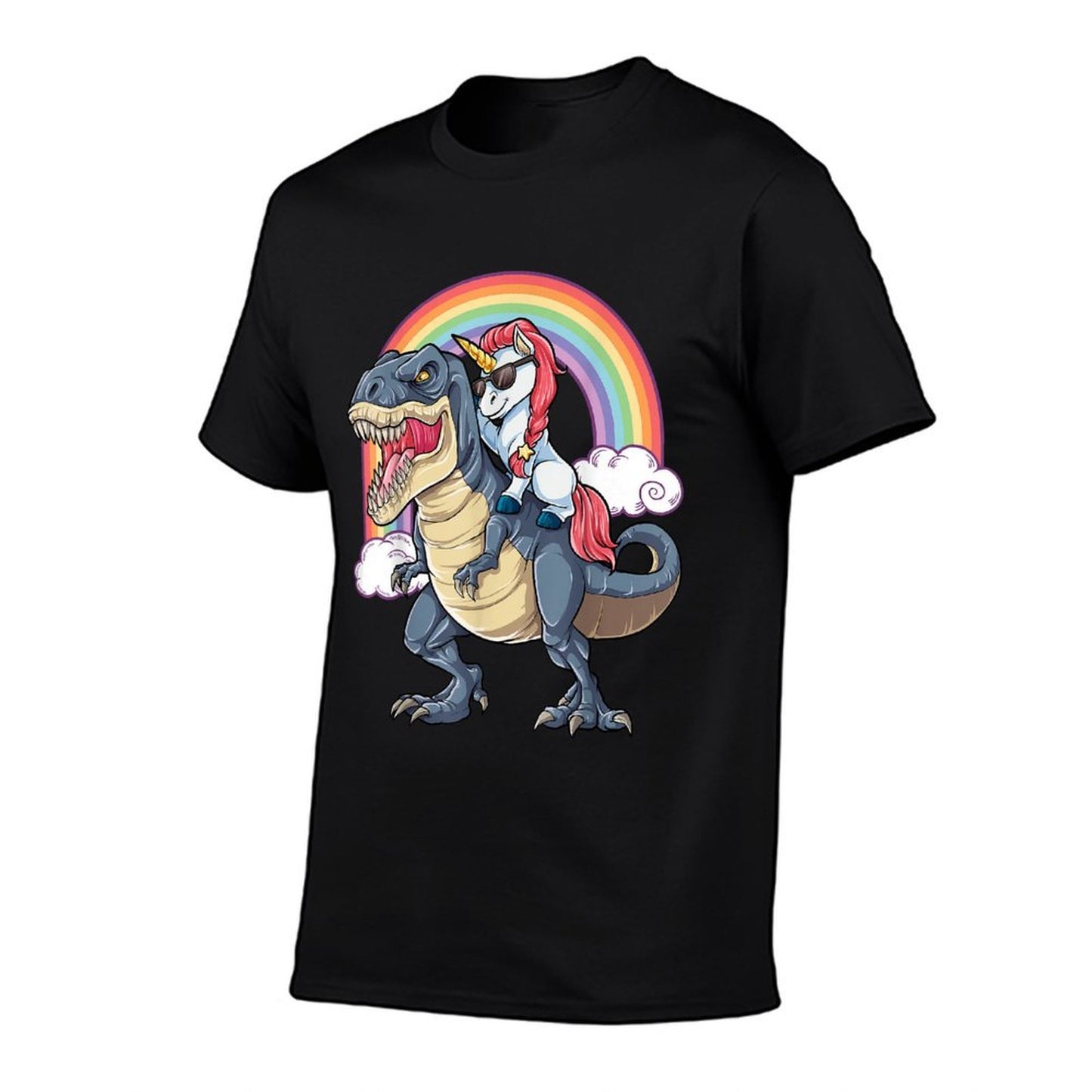 Unicorn Riding T Rex Dinosaur Boys Girls Kids Gift Men  Relaxed-fit T-Shirt