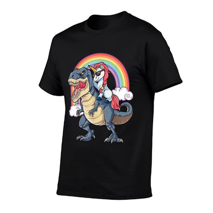 Unicorn Riding T Rex Dinosaur Boys Girls Kids Gift Men  Relaxed-fit T-Shirt