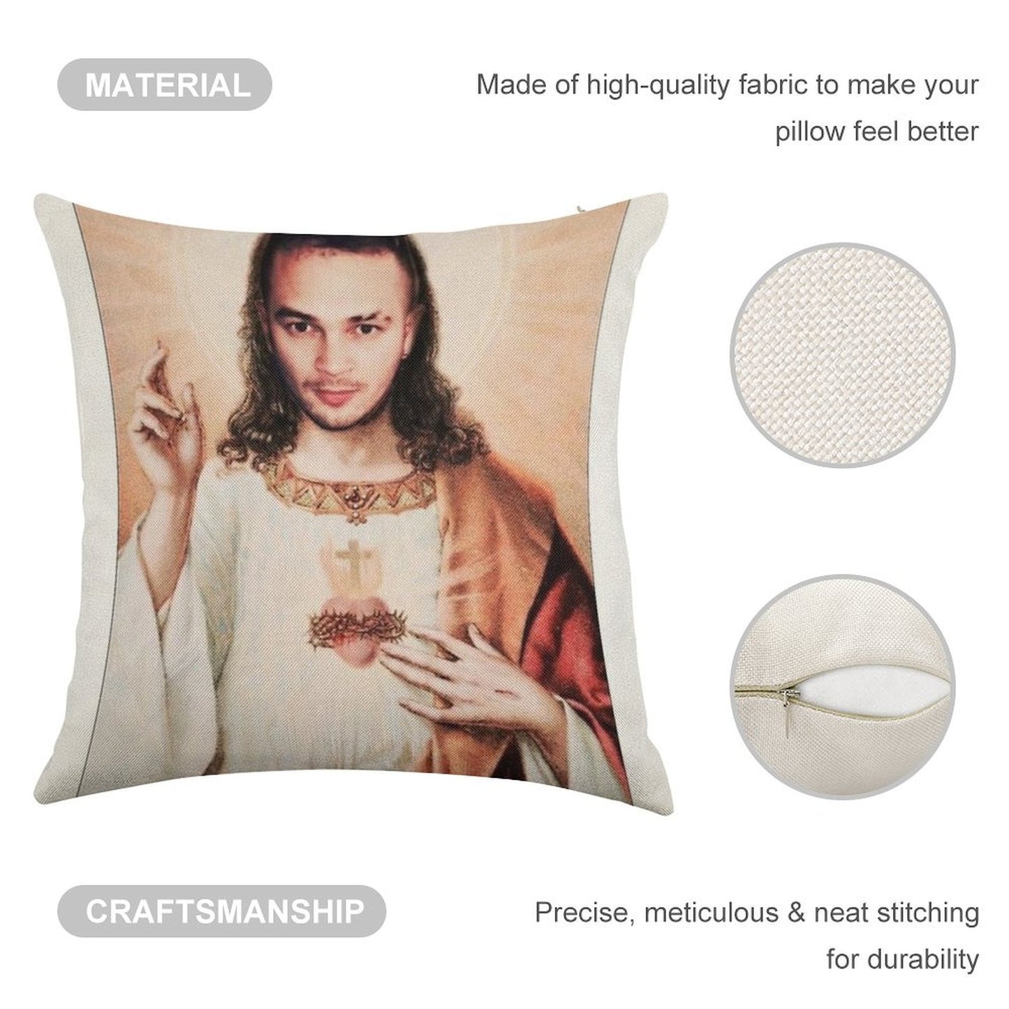 Jul Christ Linen Throw Pillow Cover