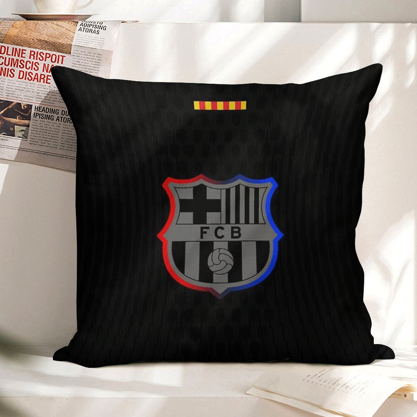 Barca Away 2024-25 Black Linen Throw Pillow Cover