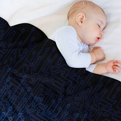 Reboot III BLUE Computer Circuit Board Pattern Throw Blanket