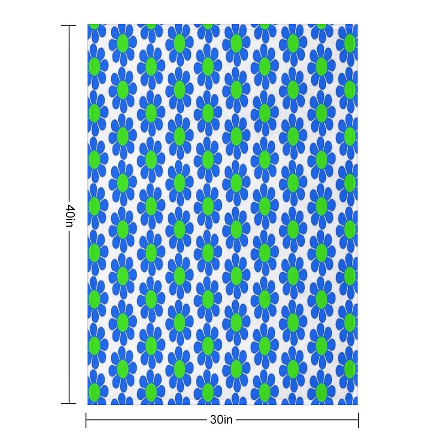 Blue Green Hippy Flower Daisy Throw Blanket