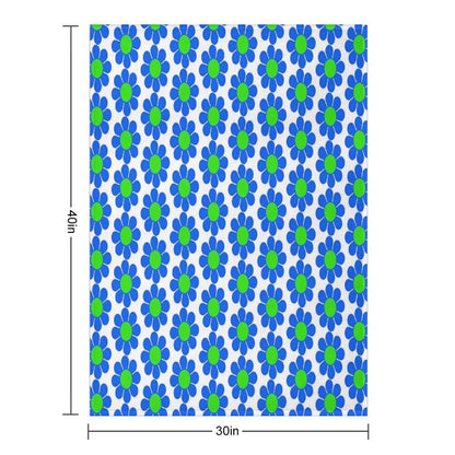 Blue Green Hippy Flower Daisy Throw Blanket
