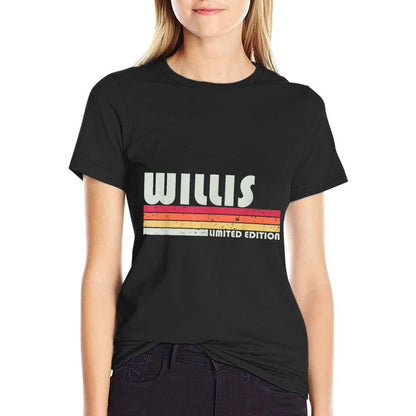 WILLIS Surname Funny Retro Vintage 80s 90s Birthday Reunion  Wrinkle-resistant T-Shirt