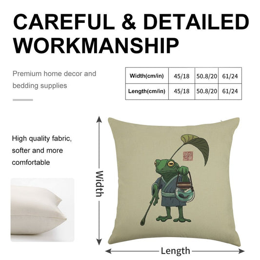 A Frog And His Son Linen Throw Pillow Cover
