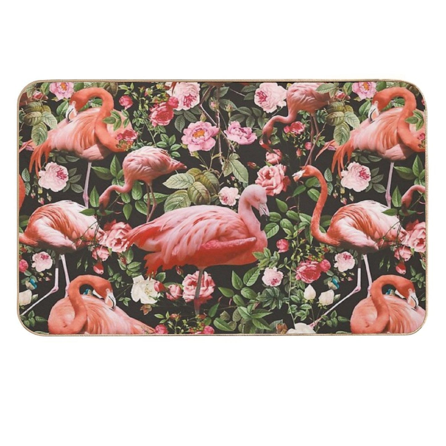 Floral And Flamingo Pattern Durable Bath Mat
