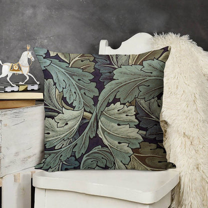 William Morris Acanthus Blue Pattern Linen Throw Pillow Cover