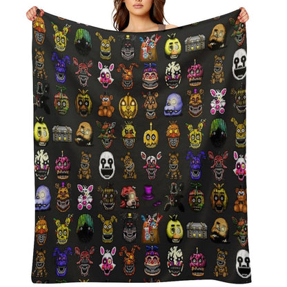 Five Nights at Freddy's - Pixel Art - Multiple Characters New Set Throw Blanket