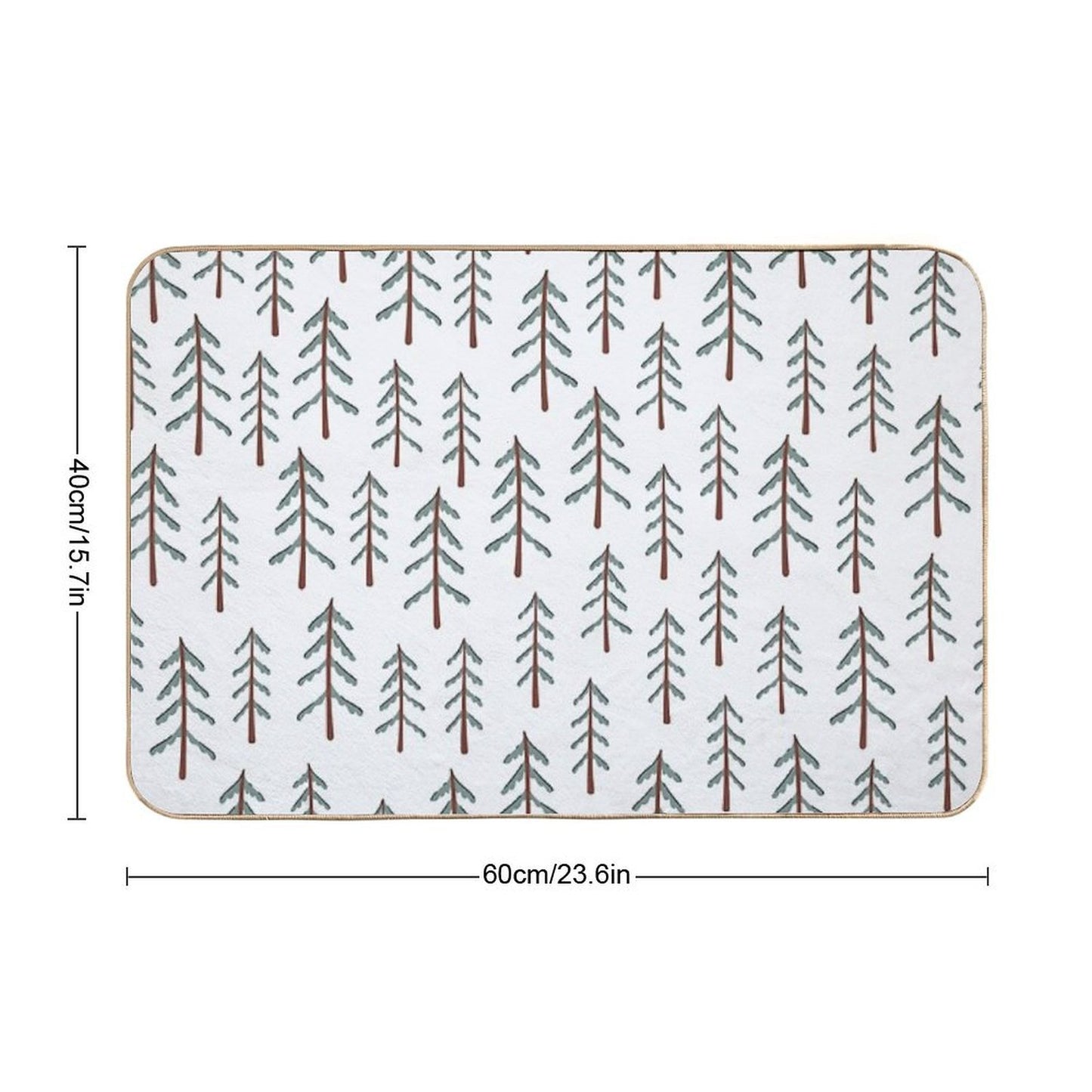 Fir Tree Doodle Wood  Anti-Trip Bath Mat