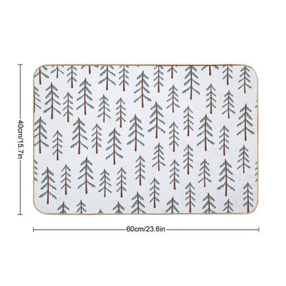 Fir Tree Doodle Wood  Anti-Trip Bath Mat
