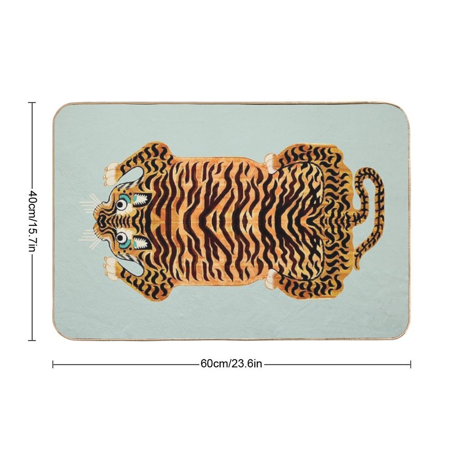 Cute Golden Tibetan Tiger Rug in Sage Bath Mat