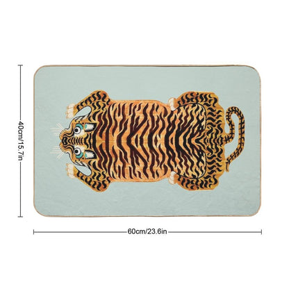 Cute Golden Tibetan Tiger Rug in Sage Bath Mat