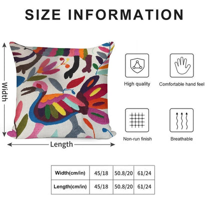 Mexican Otomi Embroidery Soft Washable Throw Pillow