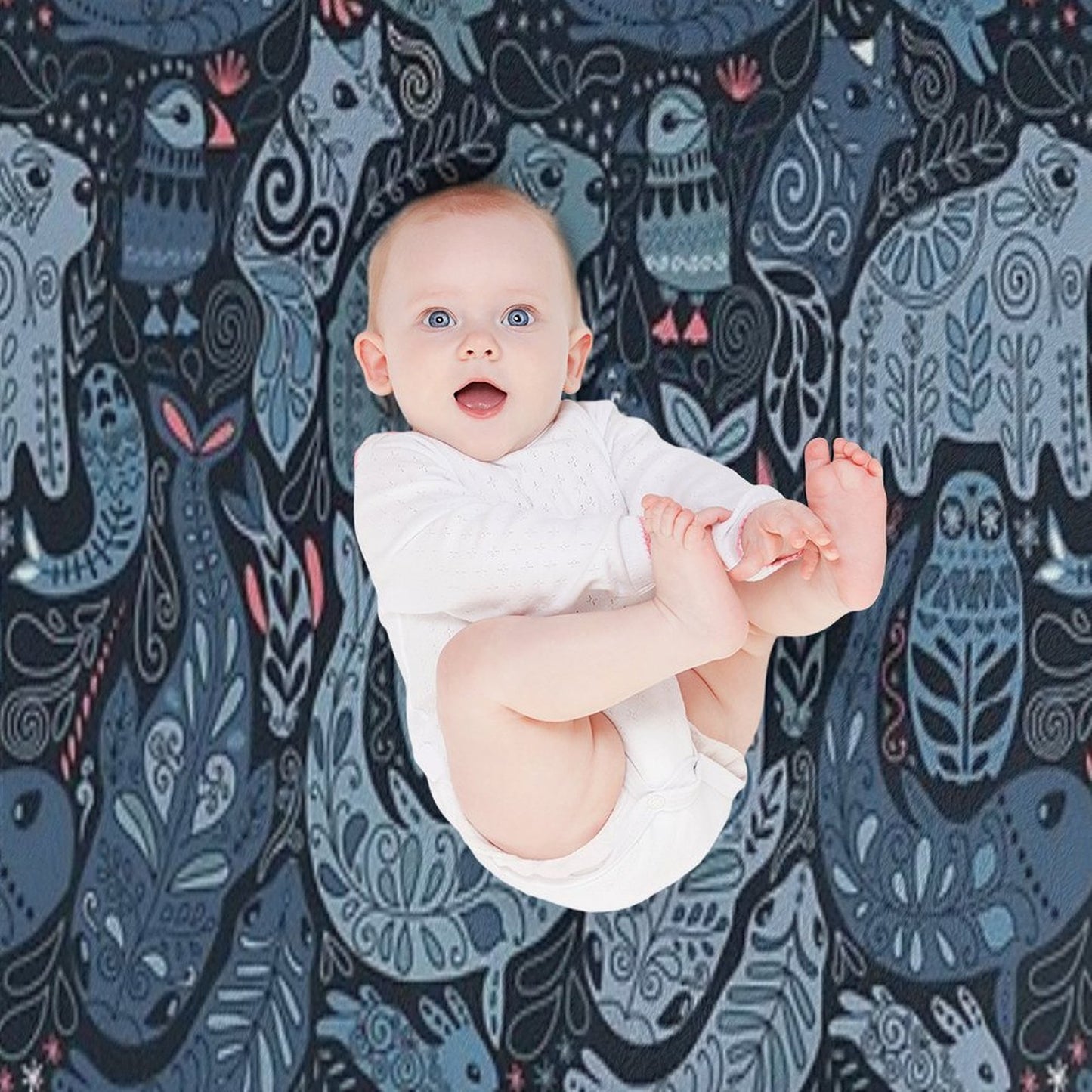 Arctic Animals. Narwhal, Polar Bear, Whale, Puffin, Owl, Fox, Bunny, Seal. Throw Blanket