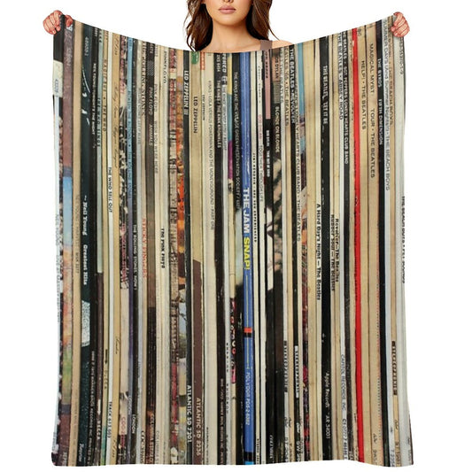 Classic Rock Vinyl Records Throw Blanket