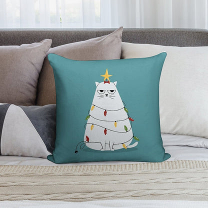 Grumpy Christmas Cat Soft Ultra-Soft Texture Throw Pillow