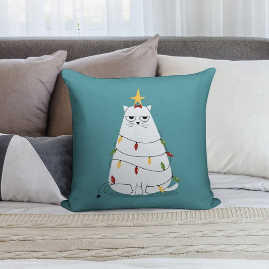Grumpy Christmas Cat Soft Ultra-Soft Texture Throw Pillow