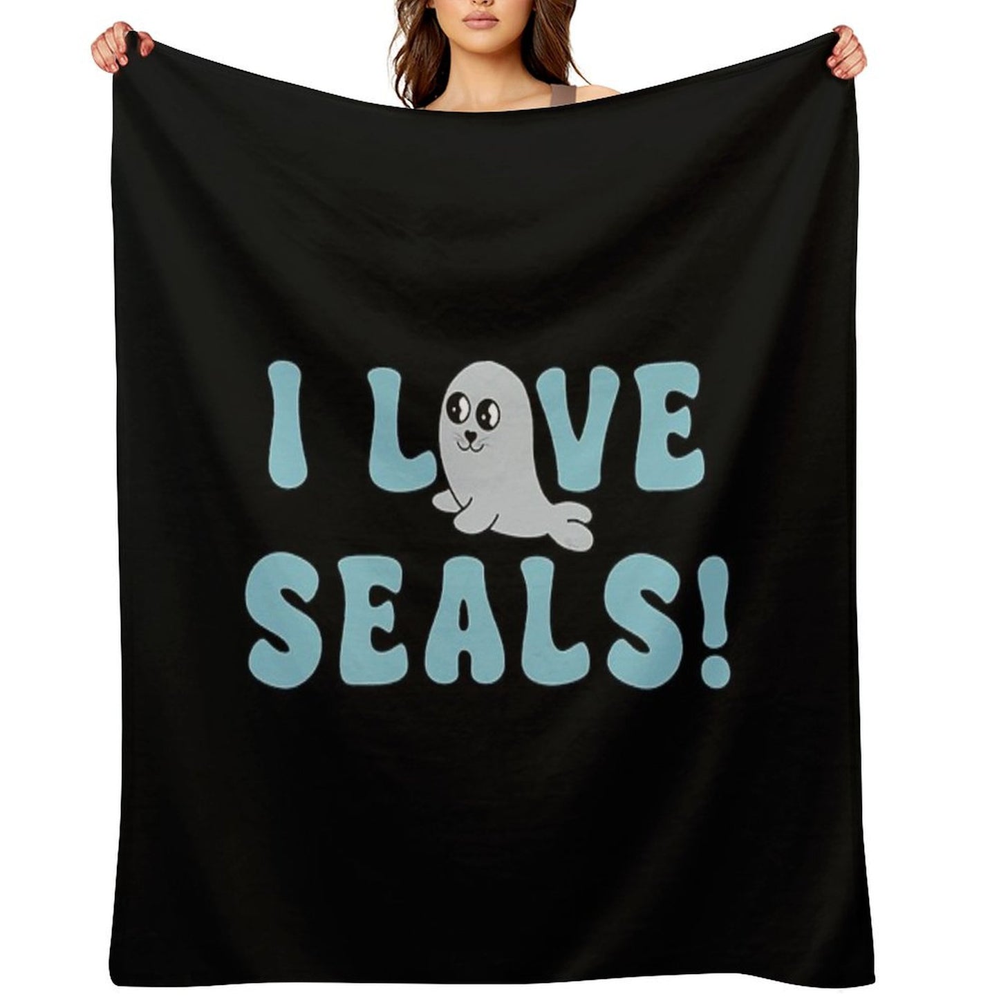 I Love Seals Sticker Artwork Throw Blanket