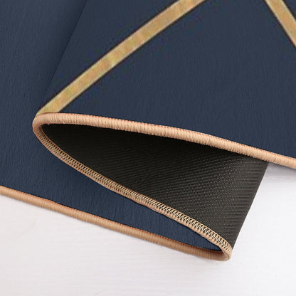 Minimalist Midnight Navy And Gold Lines Bath Mat