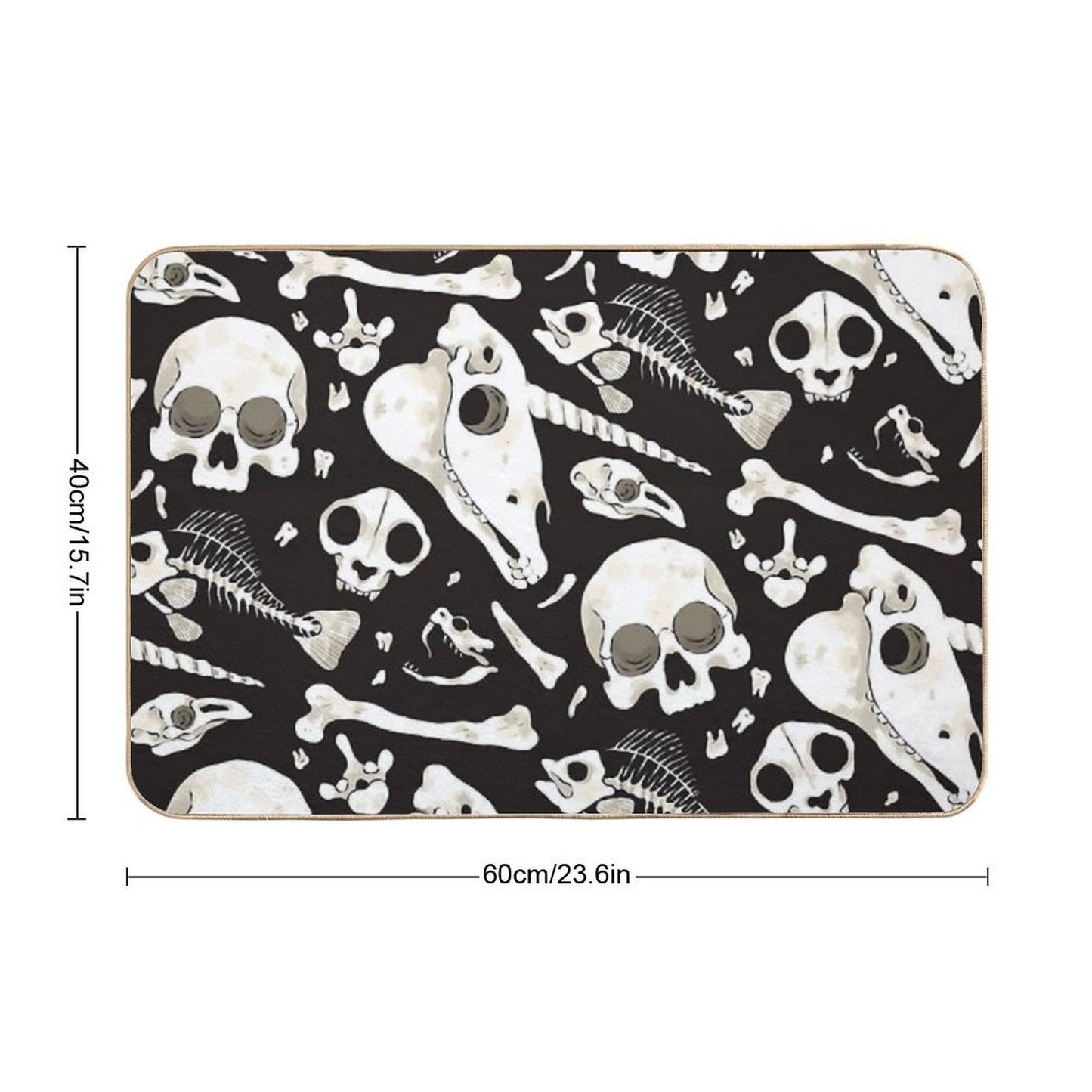Black Skulls And Bones - Wunderkammer Durable Bath Mat