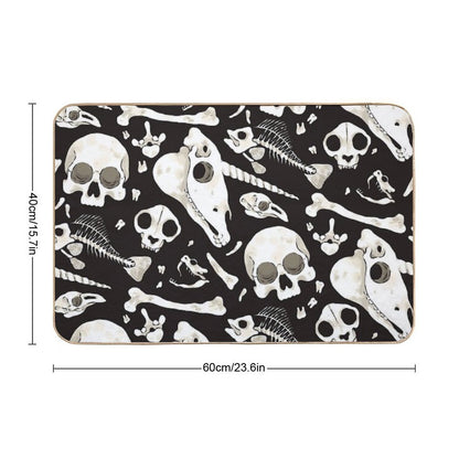 Black Skulls And Bones - Wunderkammer Durable Bath Mat