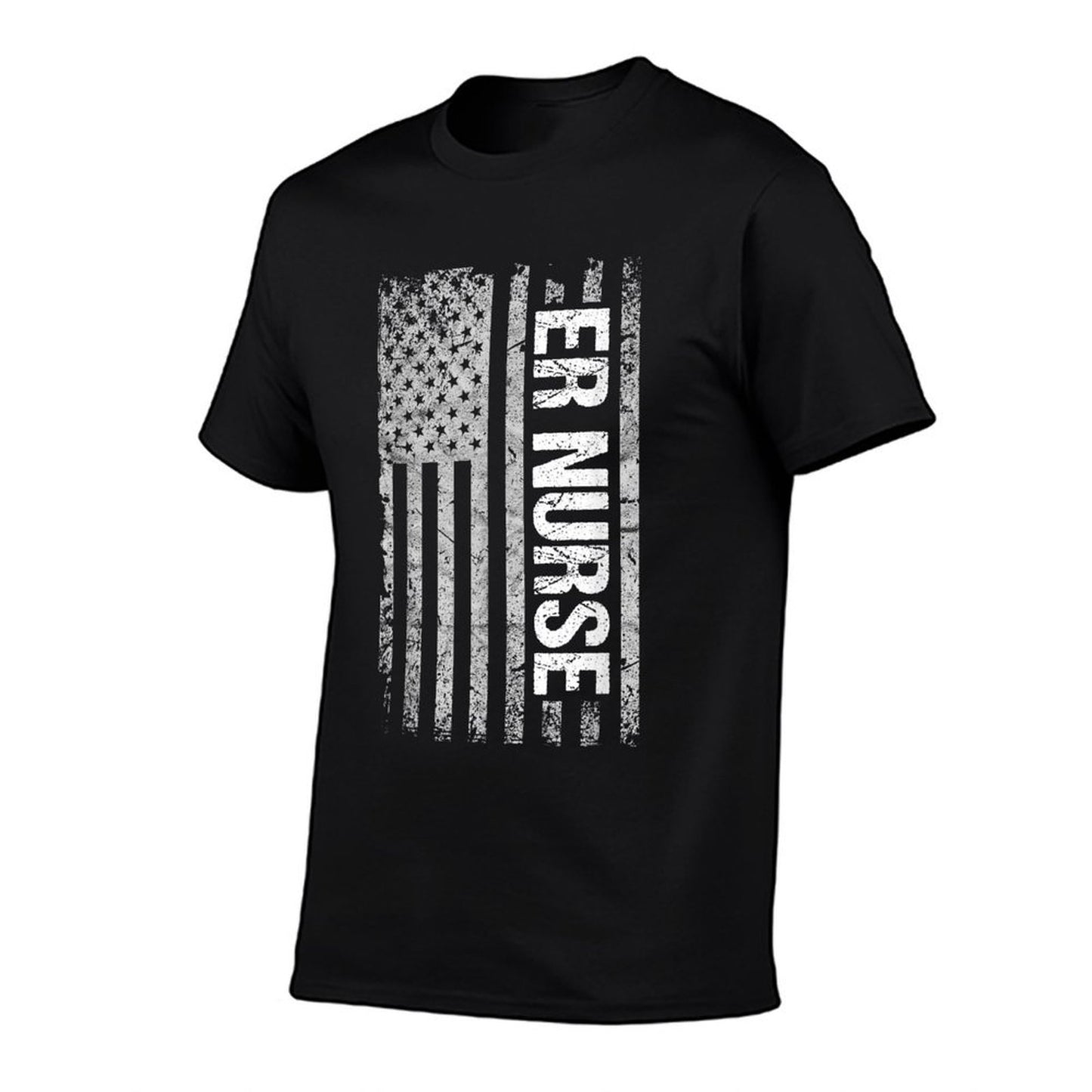 Patriotic Healthcare Workers And Gifts Classic Distressed Flag for Emergency Room ER Nurses Unisex-Adults Black Small T-Shirt