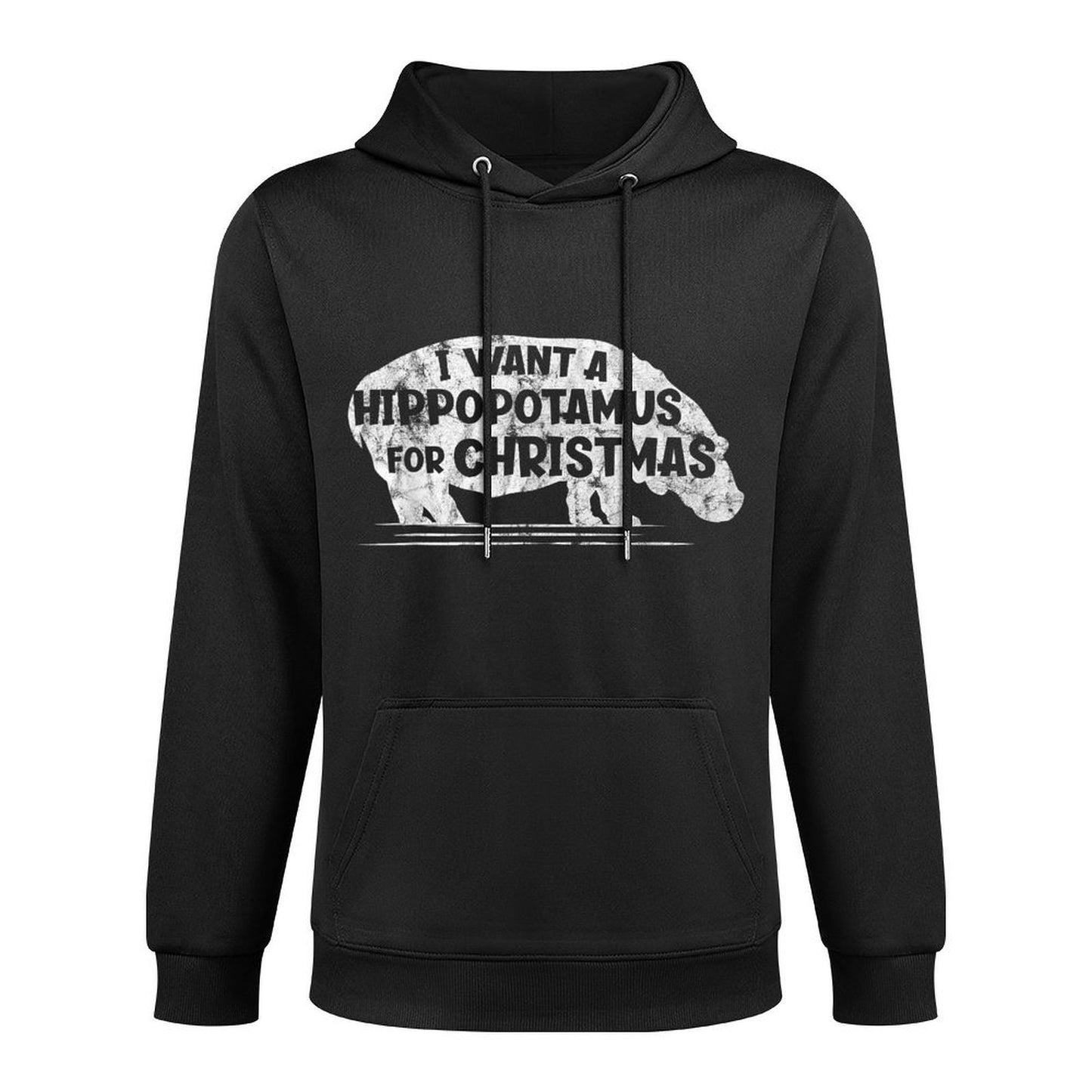 I Want A Hippopotamus For Christmas  Hippo Graphic Holiday Shape Retention Hoodie