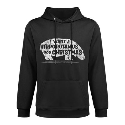 I Want A Hippopotamus For Christmas  Hippo Graphic Holiday Shape Retention Hoodie