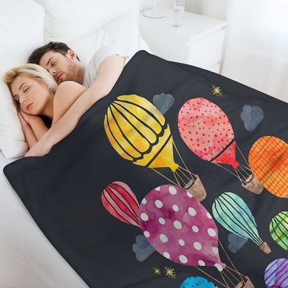 Hot Air Balloon Night Throw Blanket