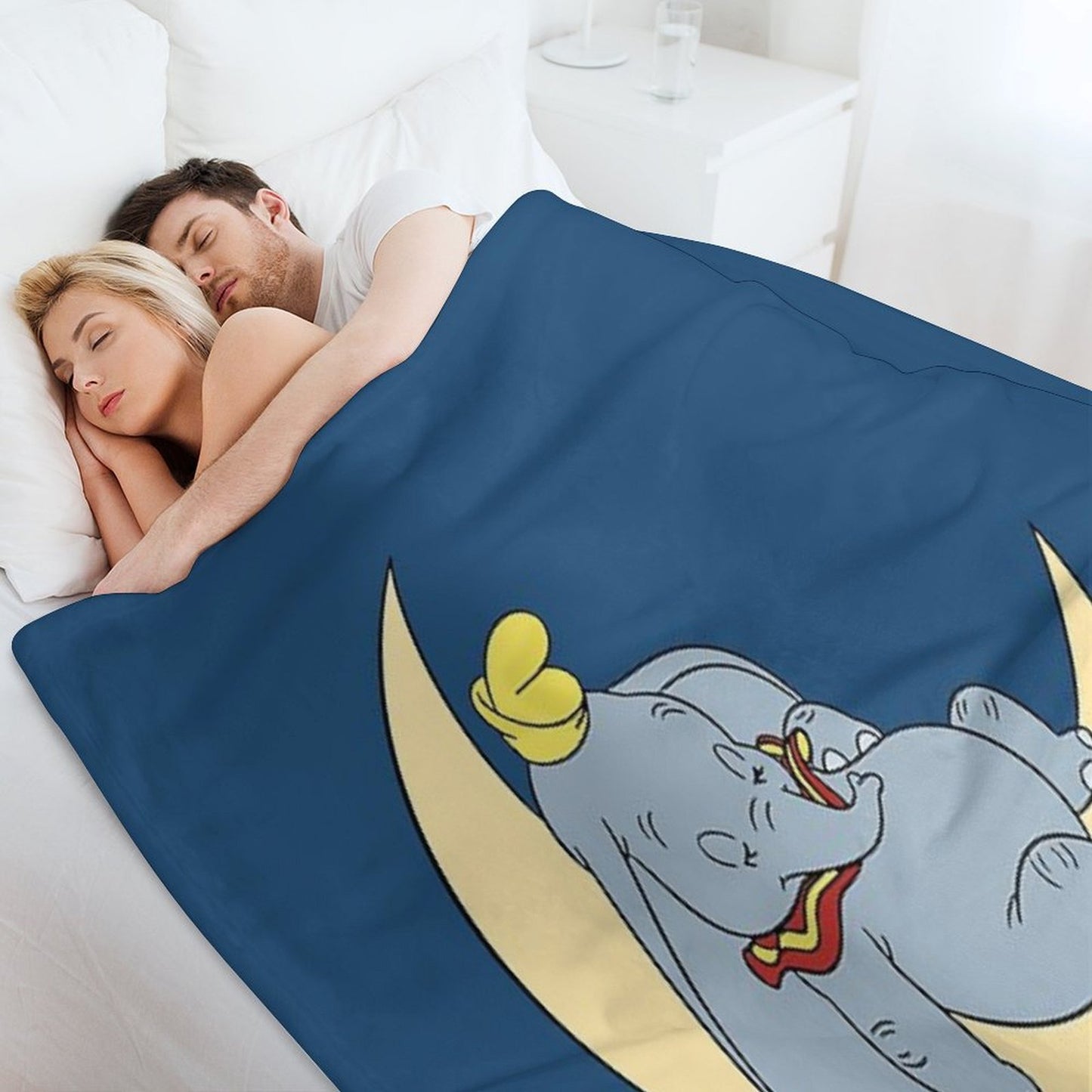 Sleeping Dumbo & Moon Throw Blanket
