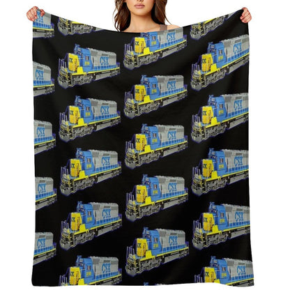 Freight Train CSX Engine Throw Blanket