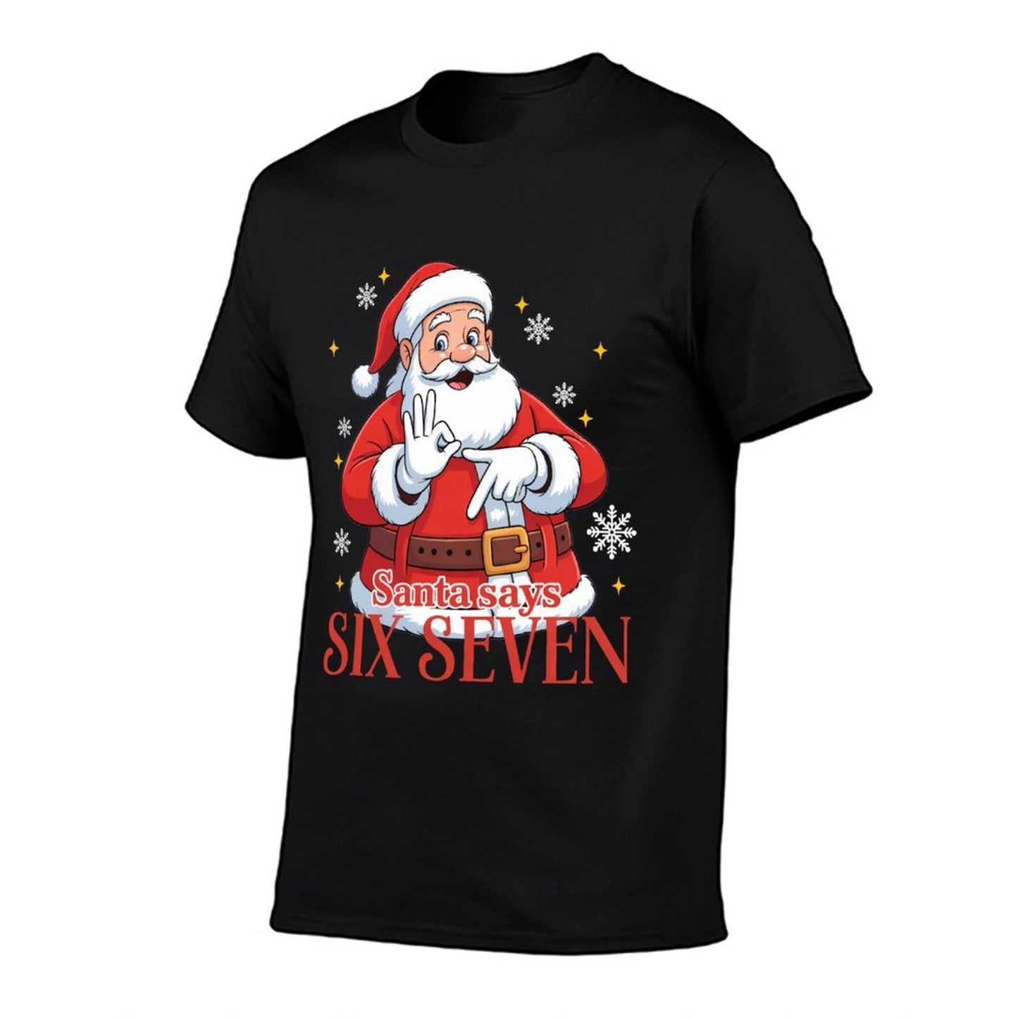 Santa Says Six Seven Meme 67 Christmas Funny Santa Crew Xmas Sweatshirt Comfortable T-Shirt
