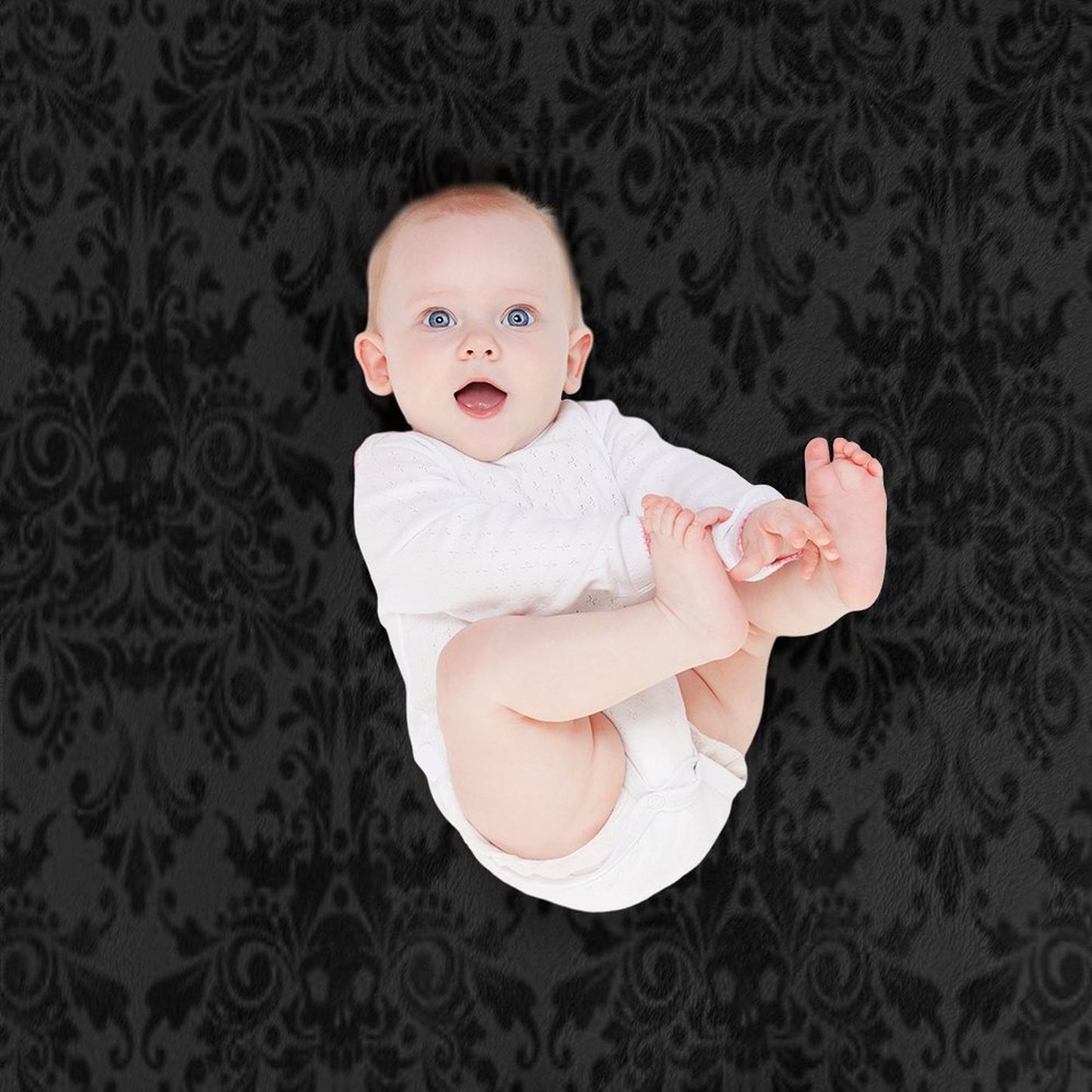 Skull Damask Pattern - Grey Throw Blanket