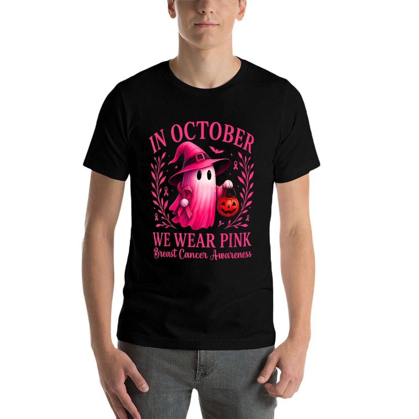 Breast Cancer Women Halloween in October We Wear Pink  High-quality Stitching T-Shirt