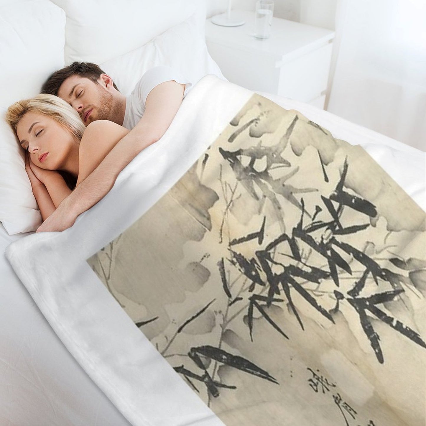 Bamboo in Snow Throw Blanket