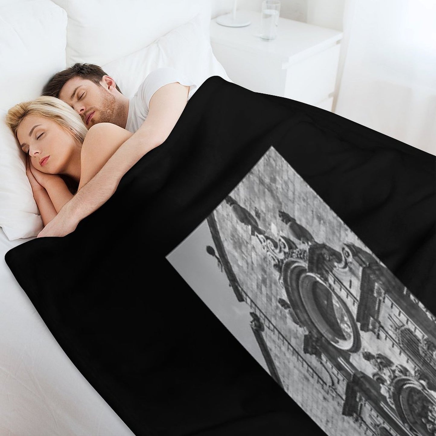 Gothic Quarter in Barcelona Spain Travel Black And White Throw Blanket